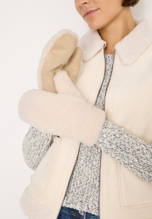 CECIL Teddy Fäustlinge - Farbe: teddy vanilla white