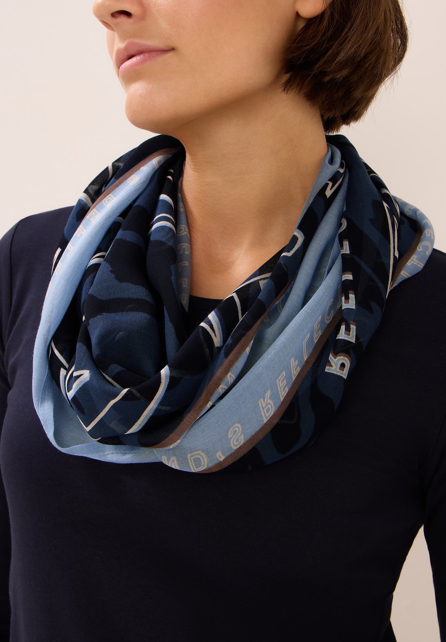 CECIL Gemusterter Loop Schal - Farbe: urban dark blue