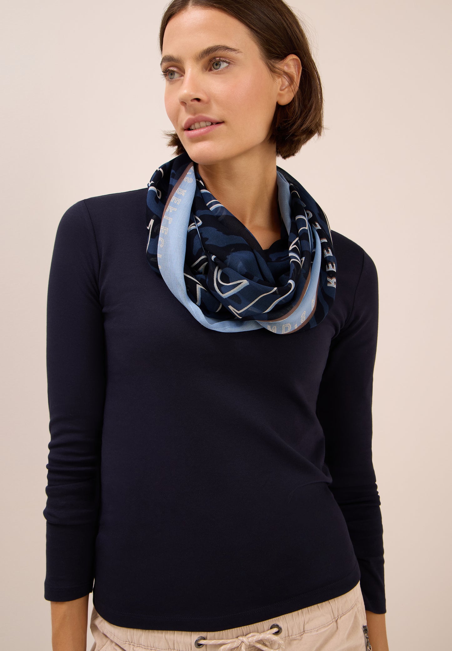 CECIL Gemusterter Loop Schal - Farbe: urban dark blue