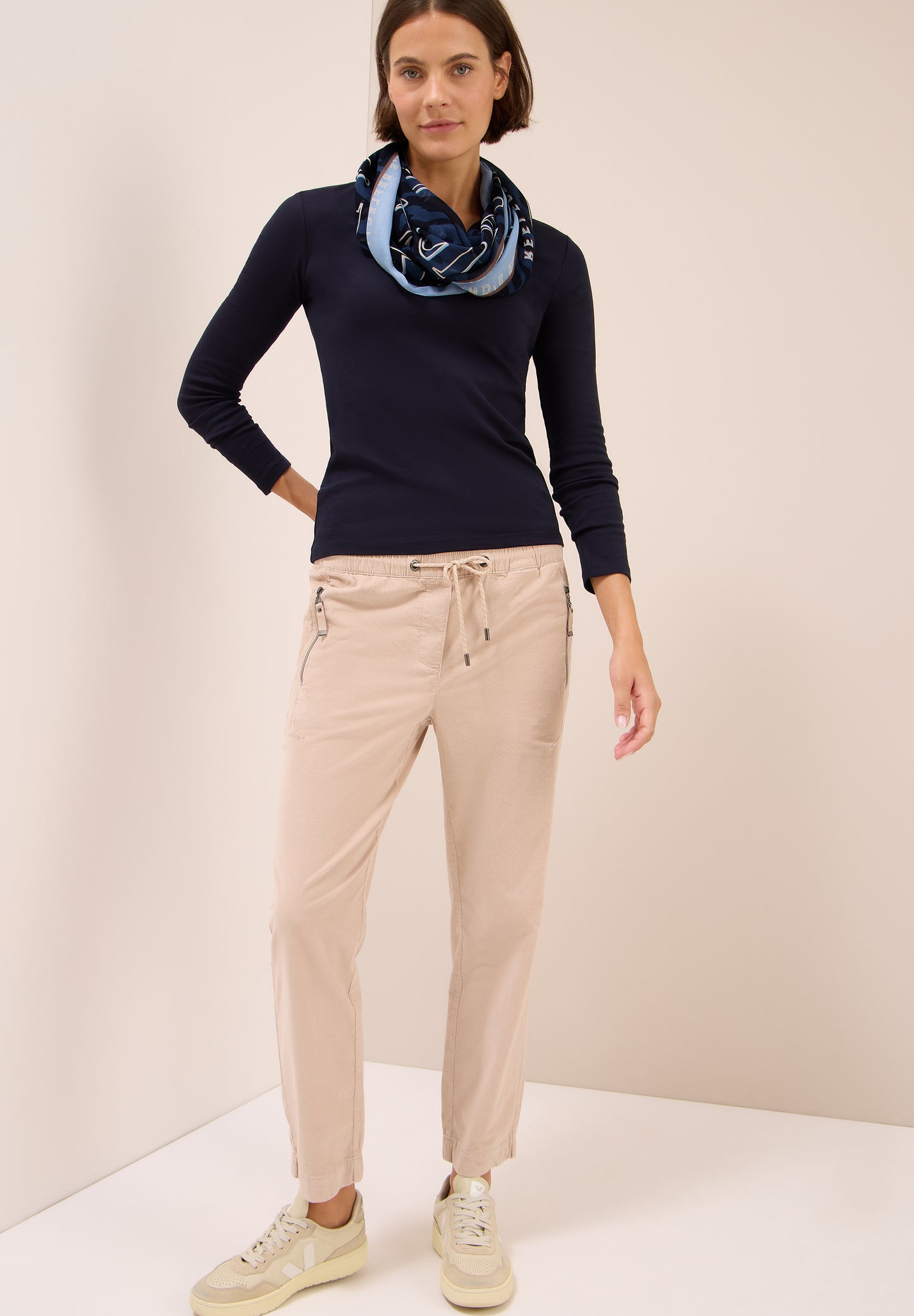 CECIL Gemusterter Loop Schal - Farbe: urban dark blue