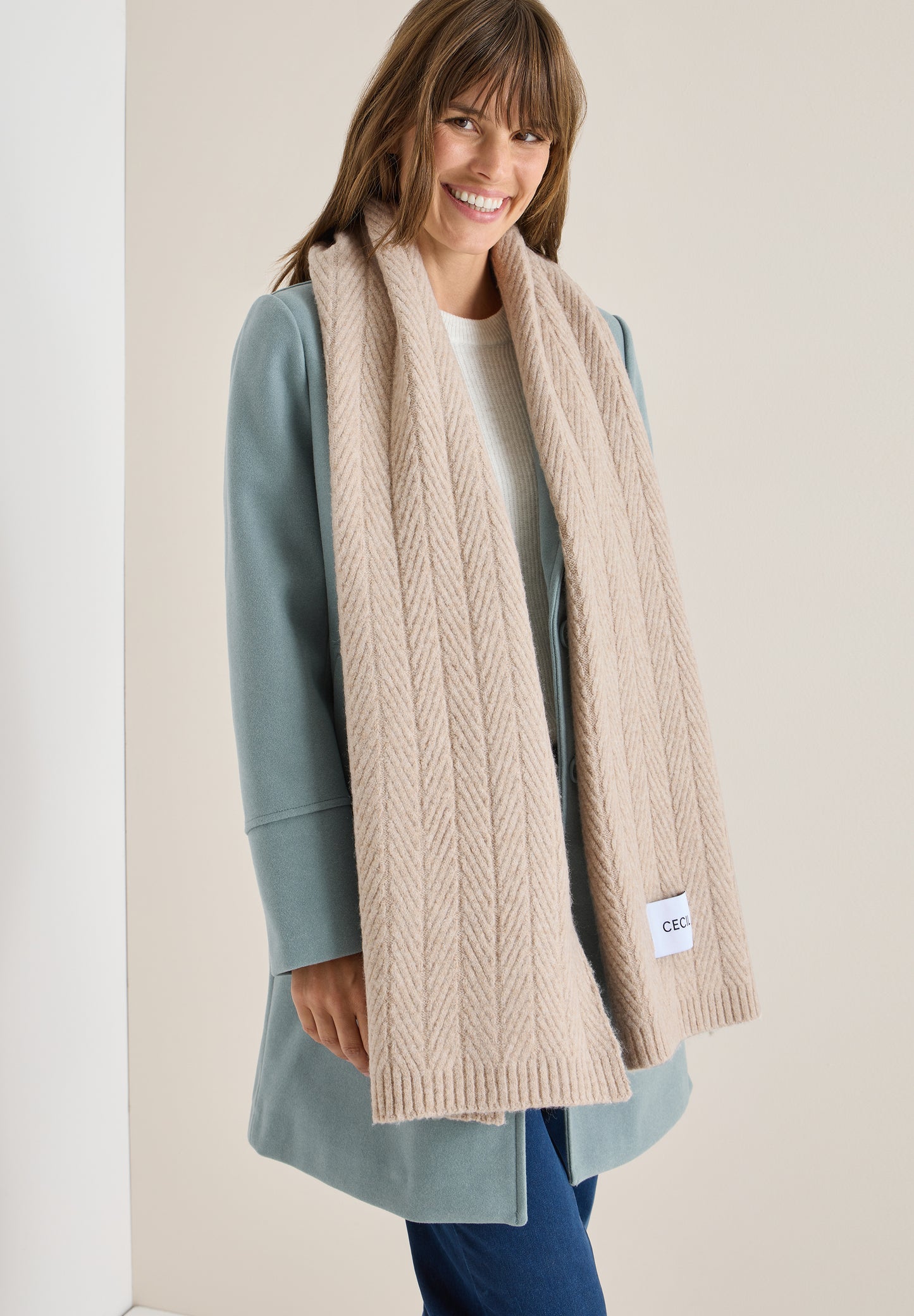CECIL Strickschal mit Struktur - Farbe: sandalwood beige melange