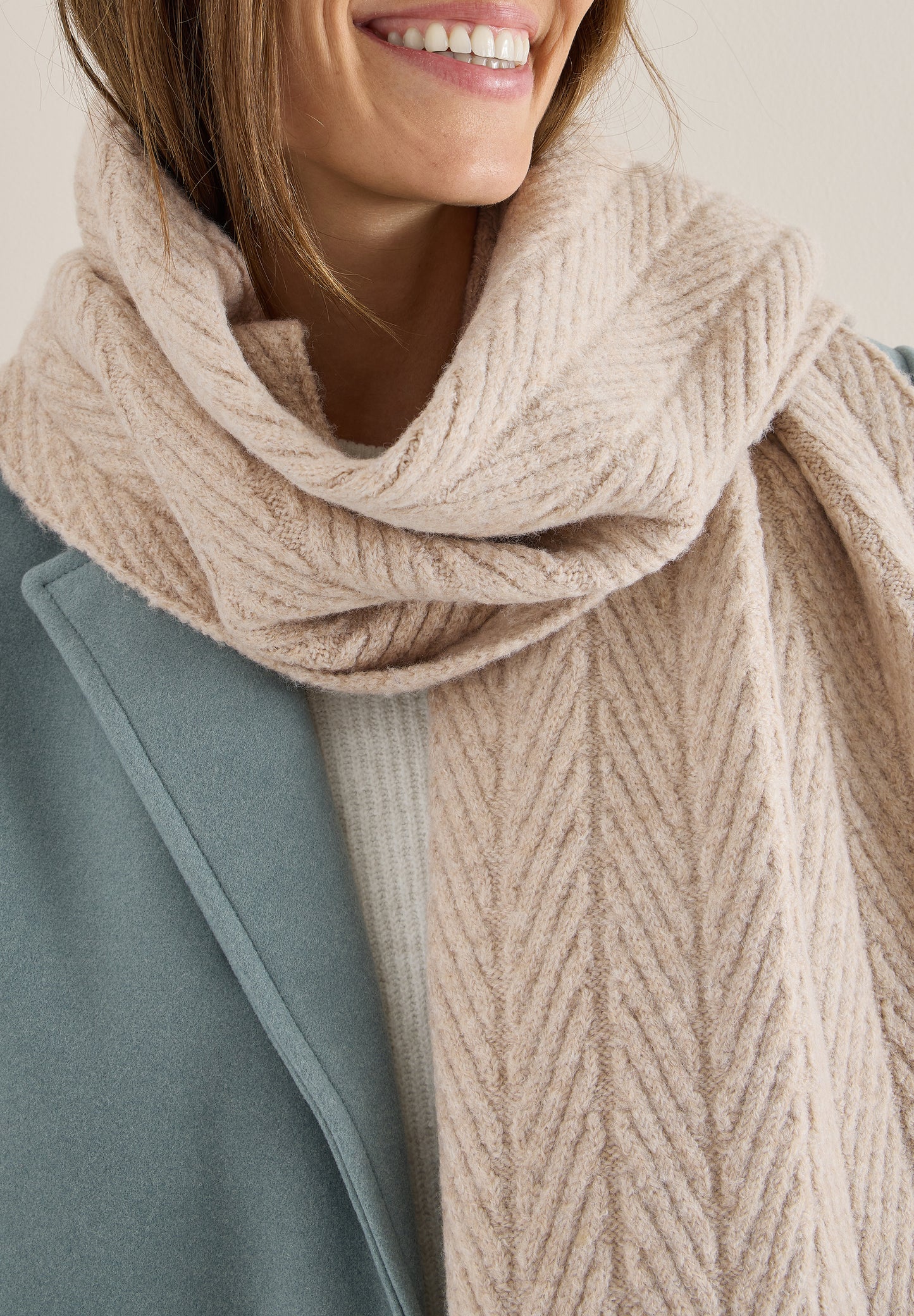 CECIL Strickschal mit Struktur - Farbe: sandalwood beige melange
