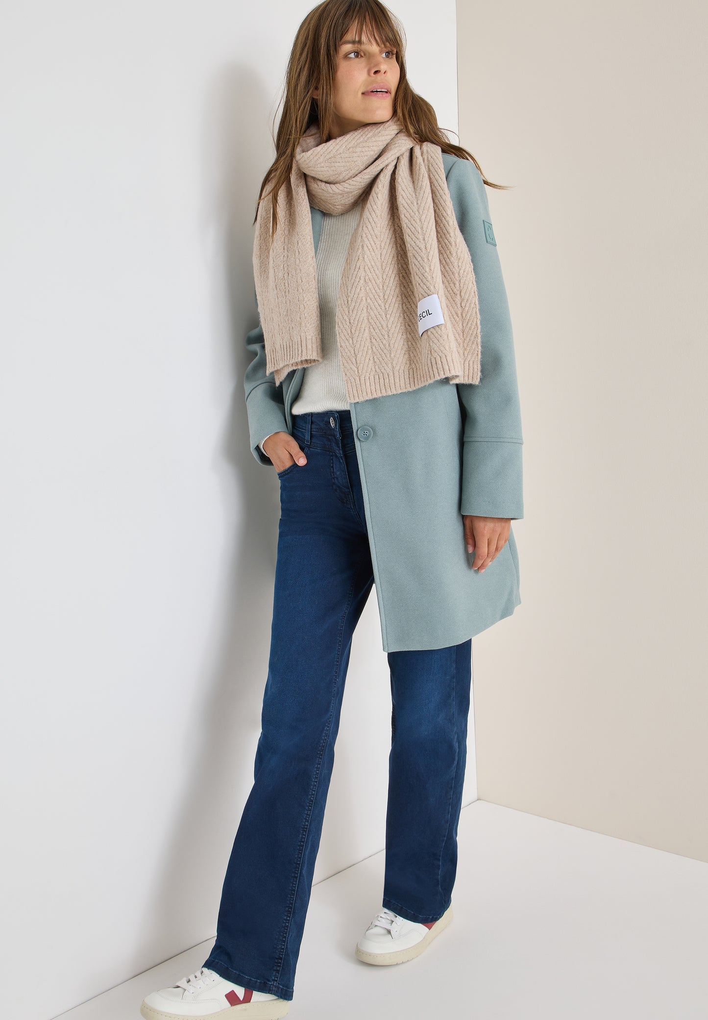 CECIL Strickschal mit Struktur - Farbe: sandalwood beige melange