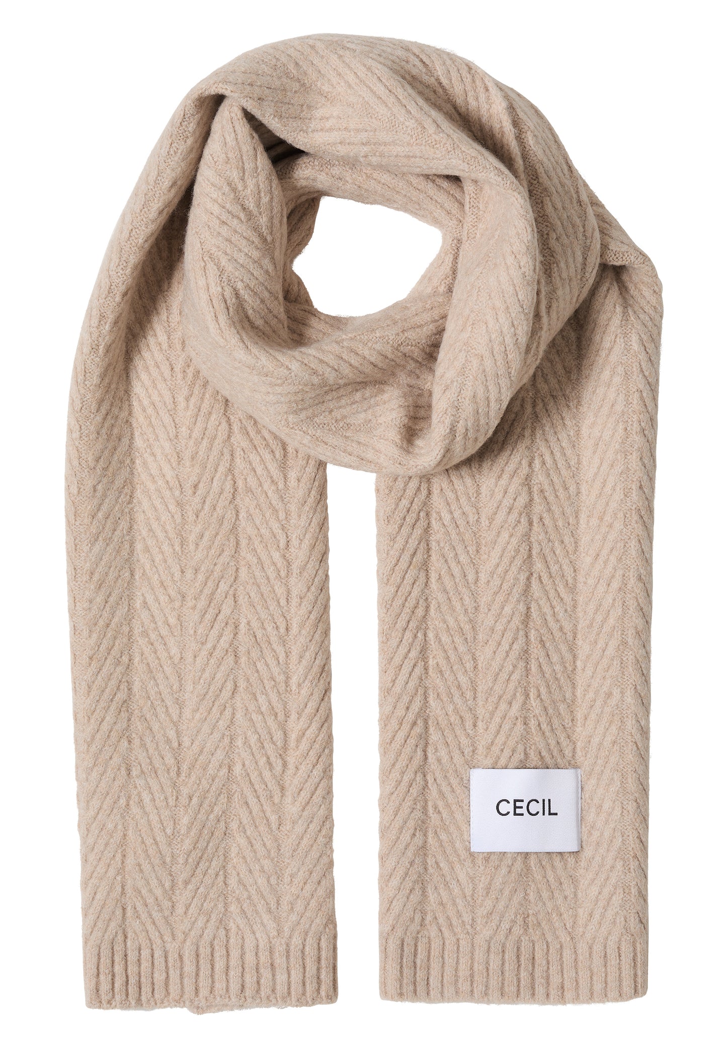 CECIL Strickschal mit Struktur - Farbe: sandalwood beige melange
