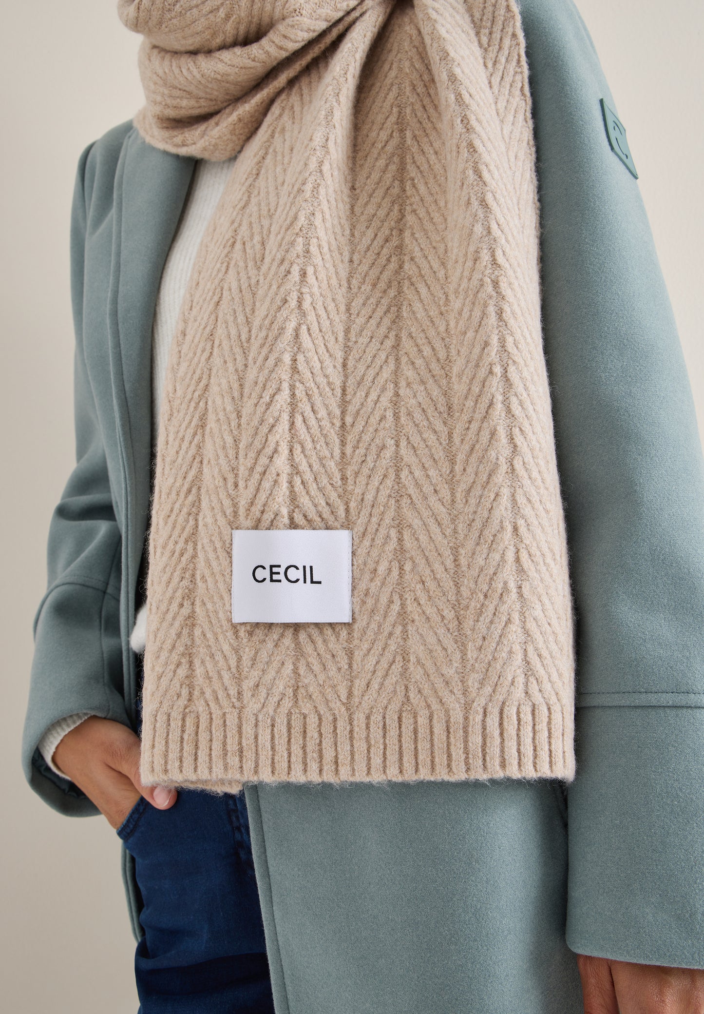 CECIL Strickschal mit Struktur - Farbe: sandalwood beige melange