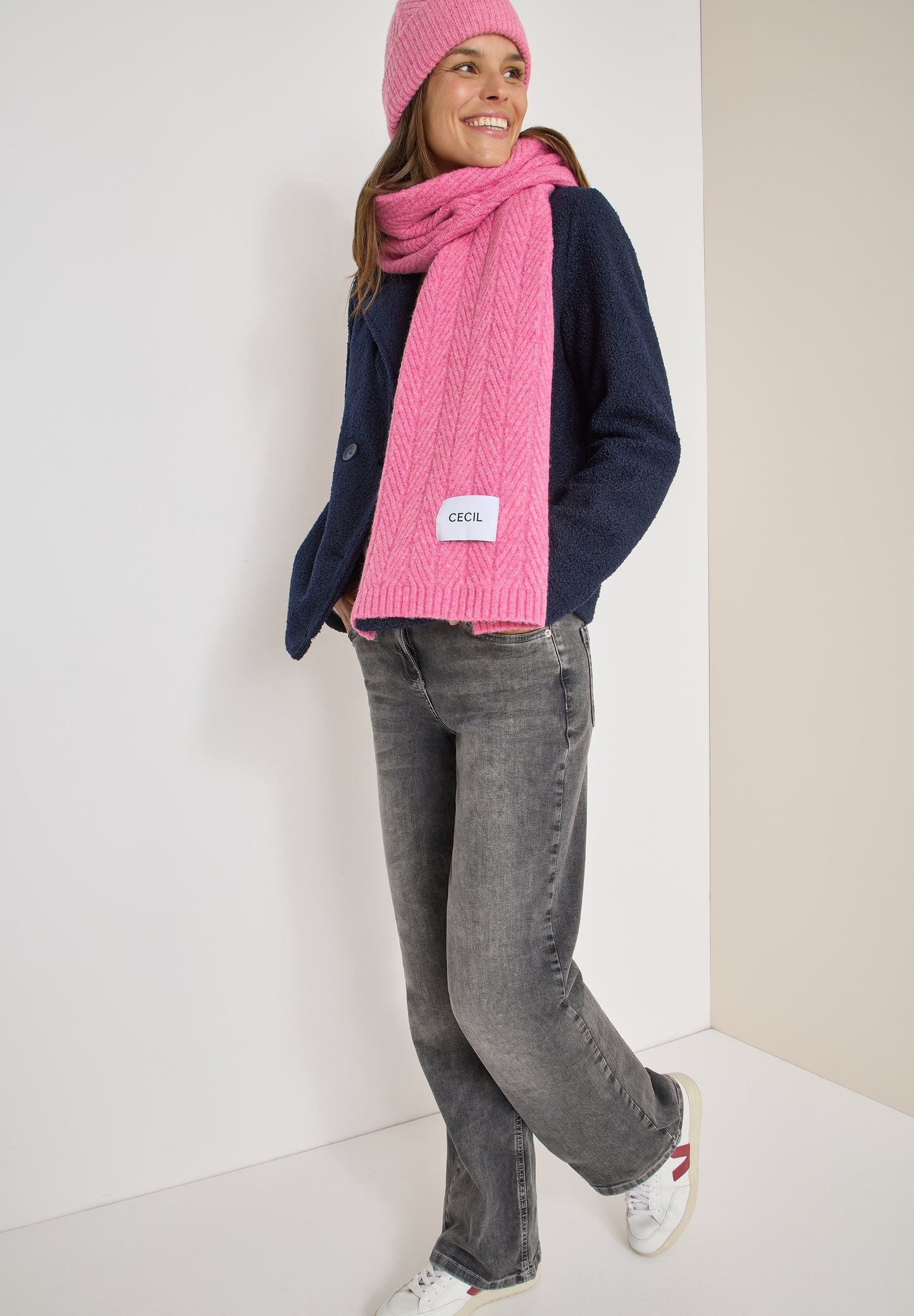 CECIL Strickschal mit Struktur - Farbe: dark blossom melange