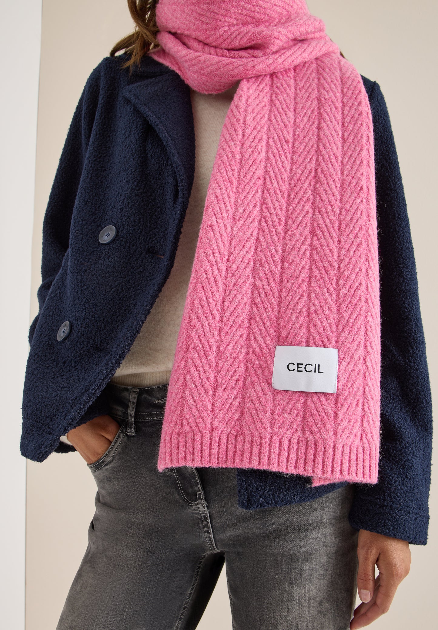 CECIL Strickschal mit Struktur - Farbe: dark blossom melange