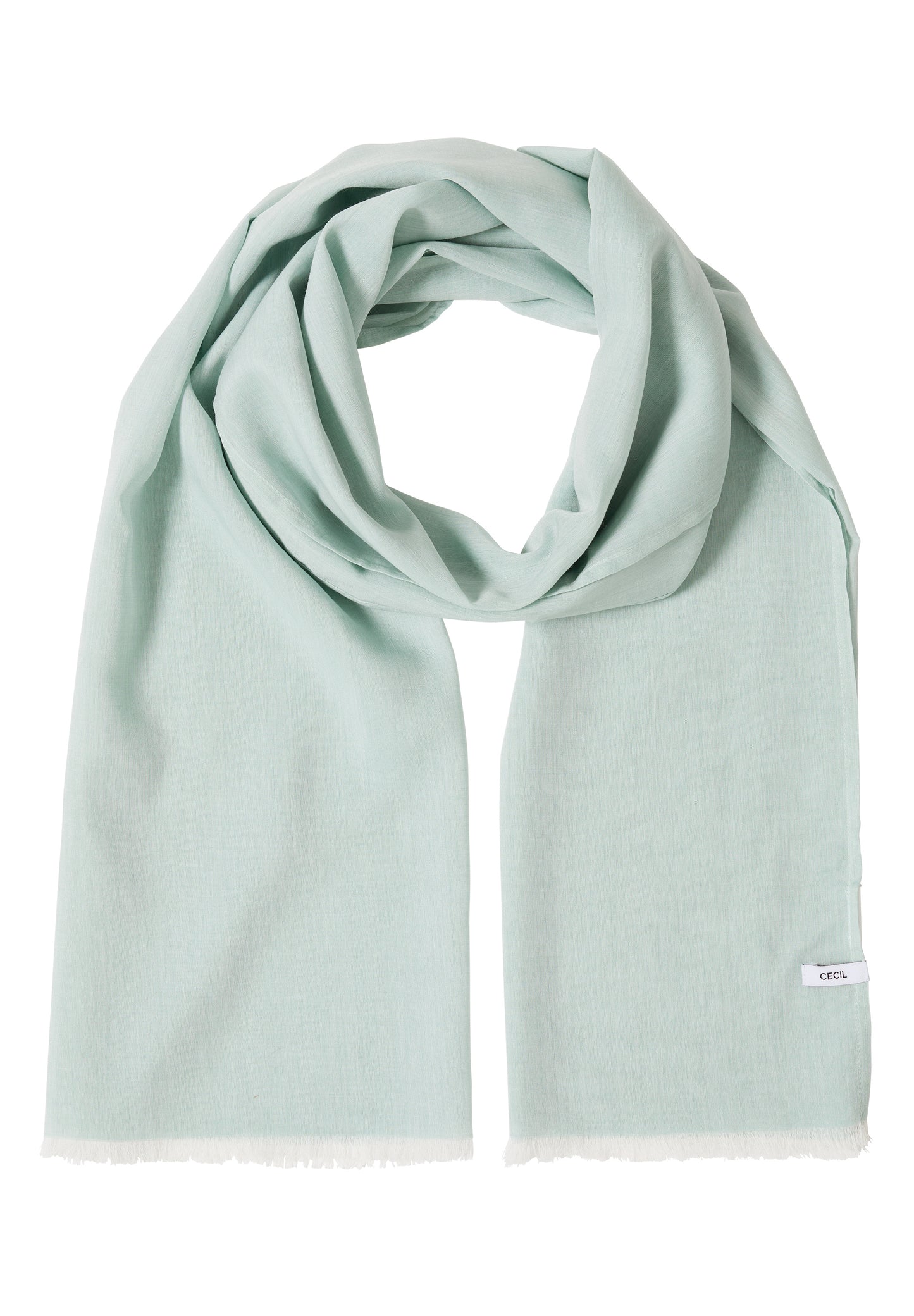 CECIL - Schal in Unifarbe mit feinen Fransen - Farbe: mint sea green