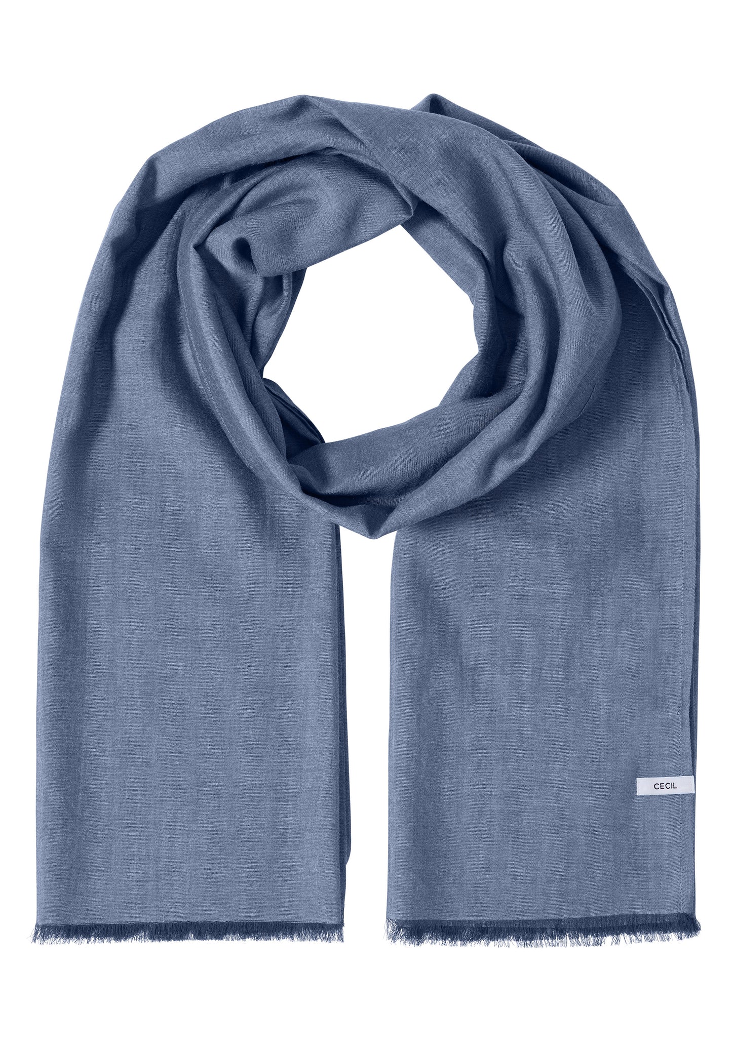 CECIL - Schal in Unifarbe mit feinen Fransen - Farbe: coal blue