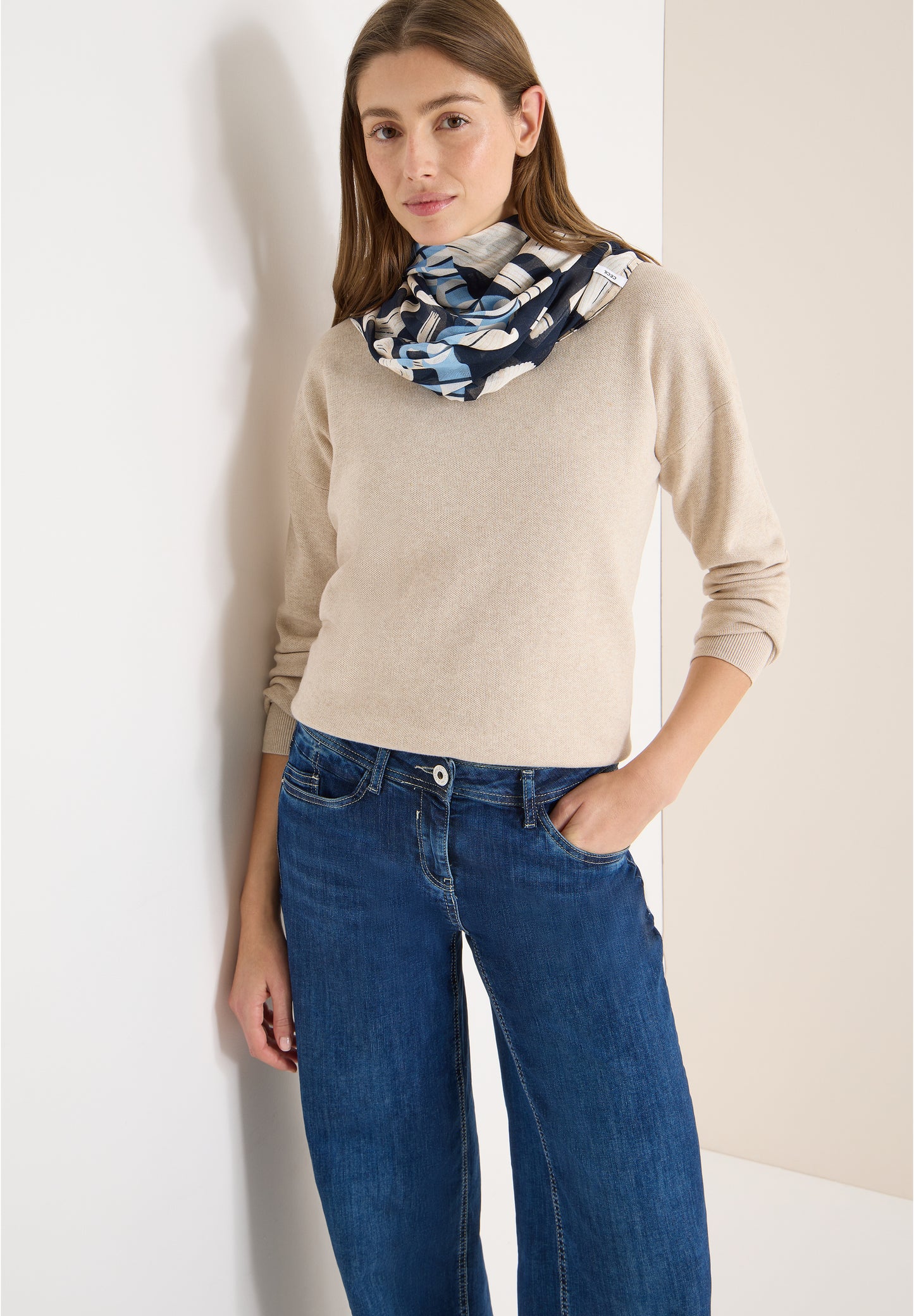 CECIL - Gemusterter Loop-Schal - Farbe: universal blue