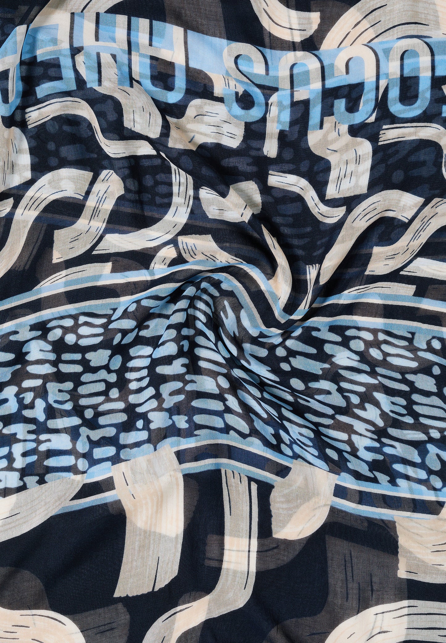 CECIL - Gemusterter Loop-Schal - Farbe: universal blue