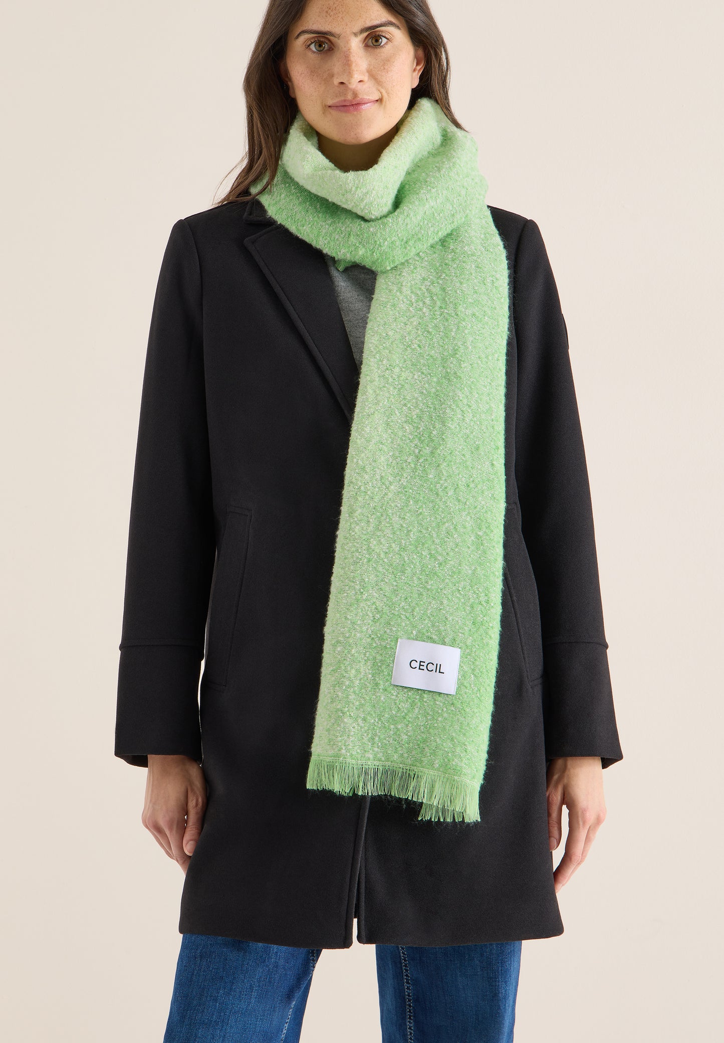 CECIL - Jacquard Schal - Farbe: dark bamboo green