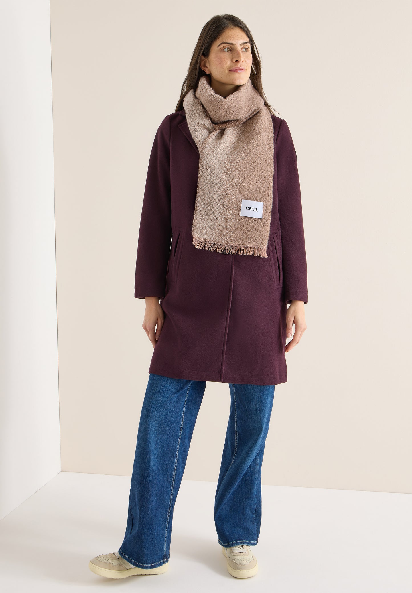 CECIL - Jacquard Schal - Farbe: urban taupe