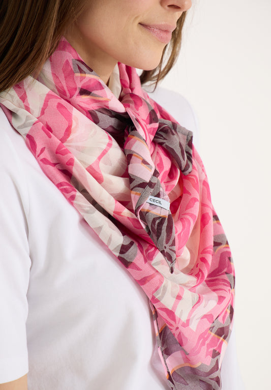 CECIL - Tuch mit floraler Ausbrenner-Optik - Farbe: beetroot pink