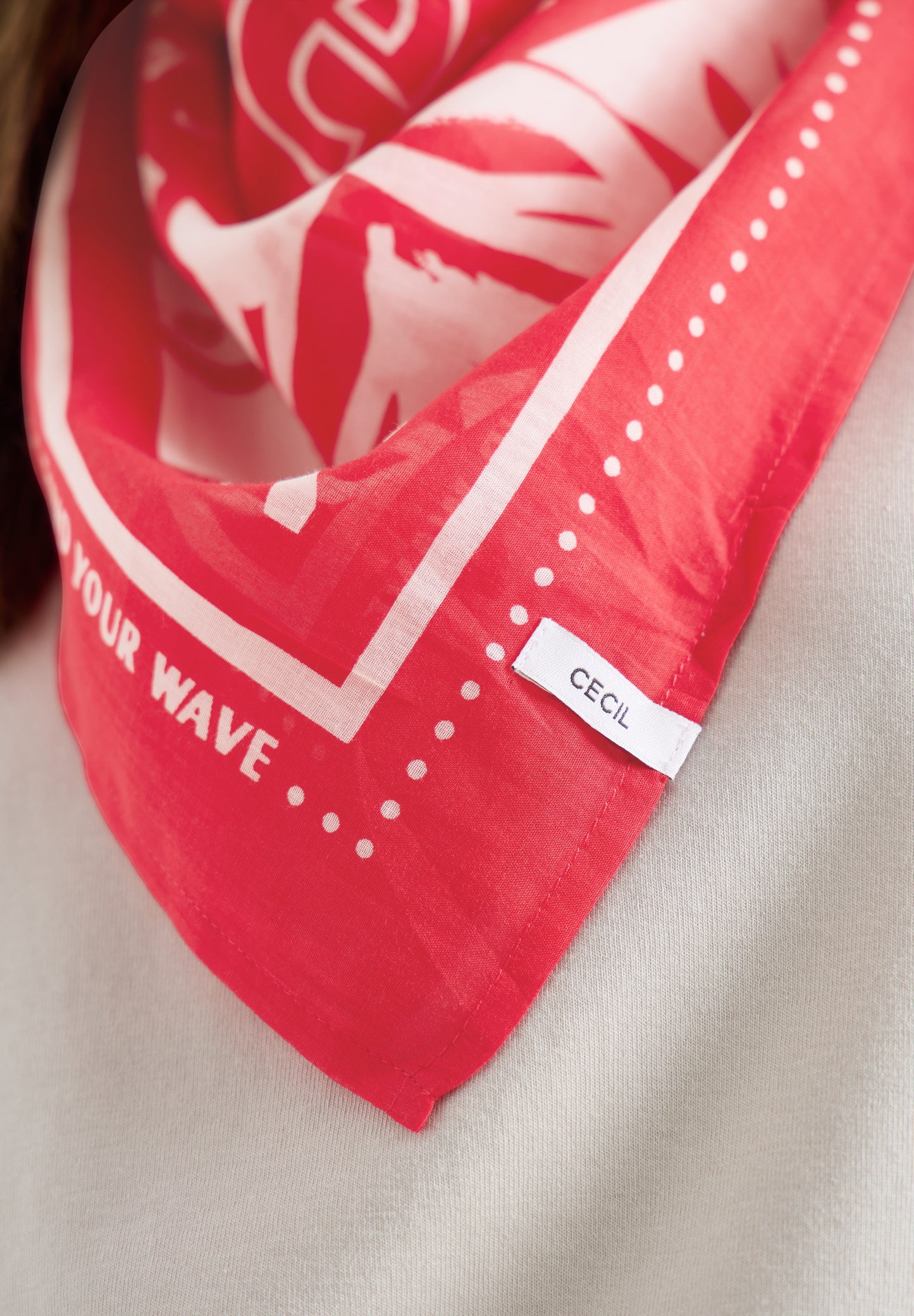 CECIL - Bandana mit Print und Wording - Farbe: glazed apple red