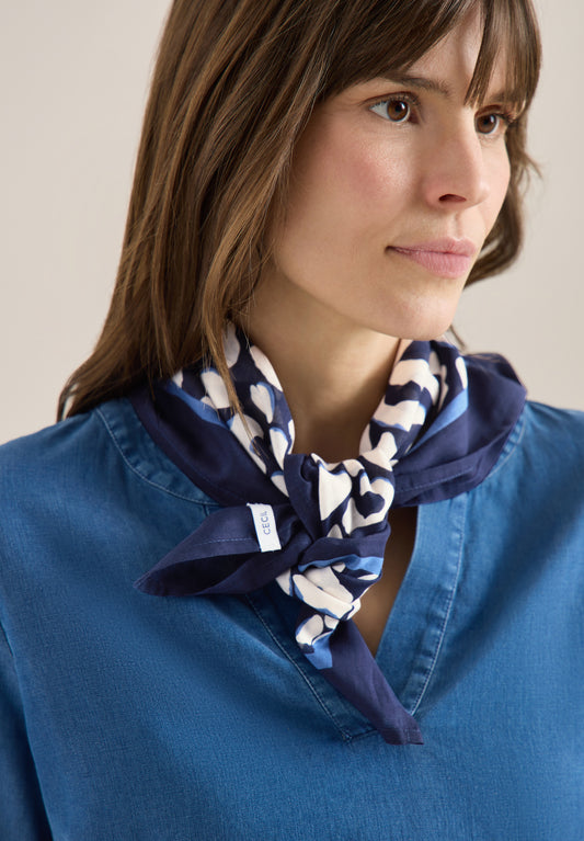 CECIL - Bandana aus Baumwolle mit Leo-Muster - Farbe: urban dark blue