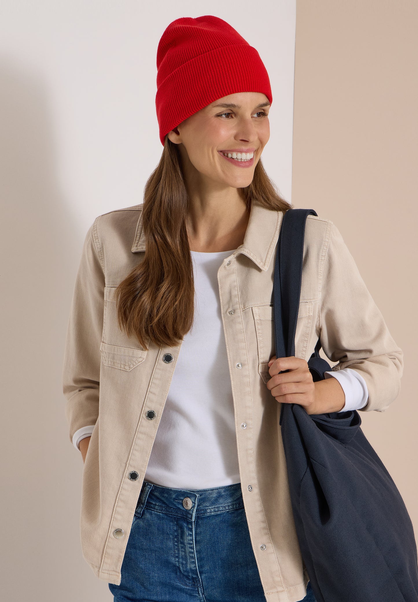 CECIL - Beanie in Unifarbe - Farbe: flame red