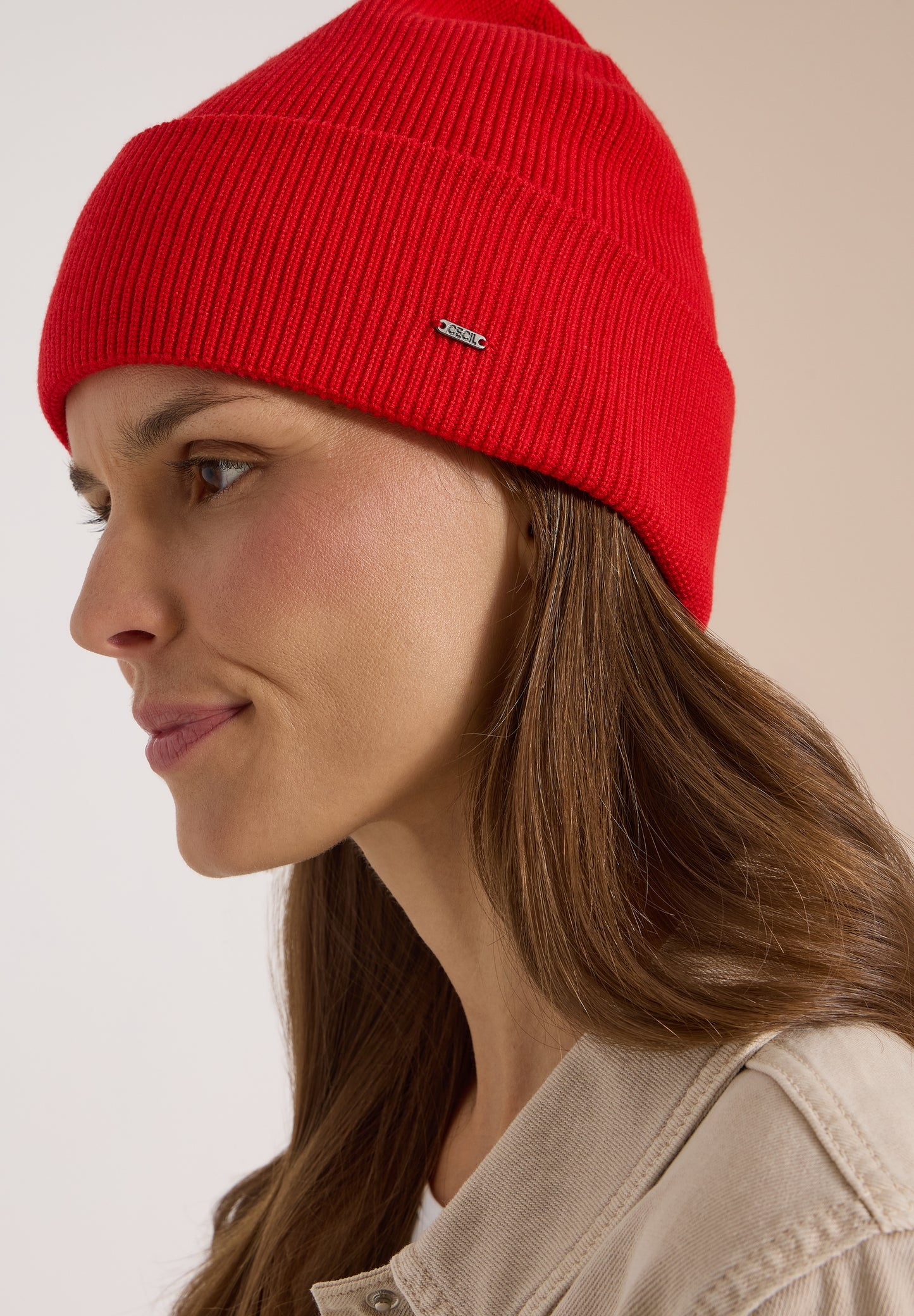 CECIL - Beanie in Unifarbe - Farbe: flame red