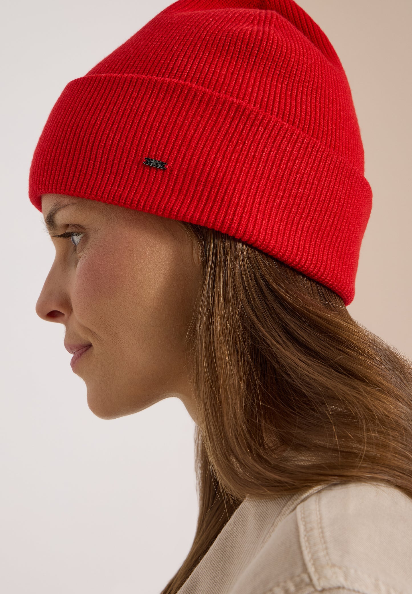 CECIL - Beanie in Unifarbe - Farbe: flame red