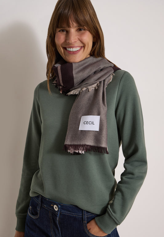 CECIL - Kariertes Tuch mit feinen Fransen - Farbe: berry red