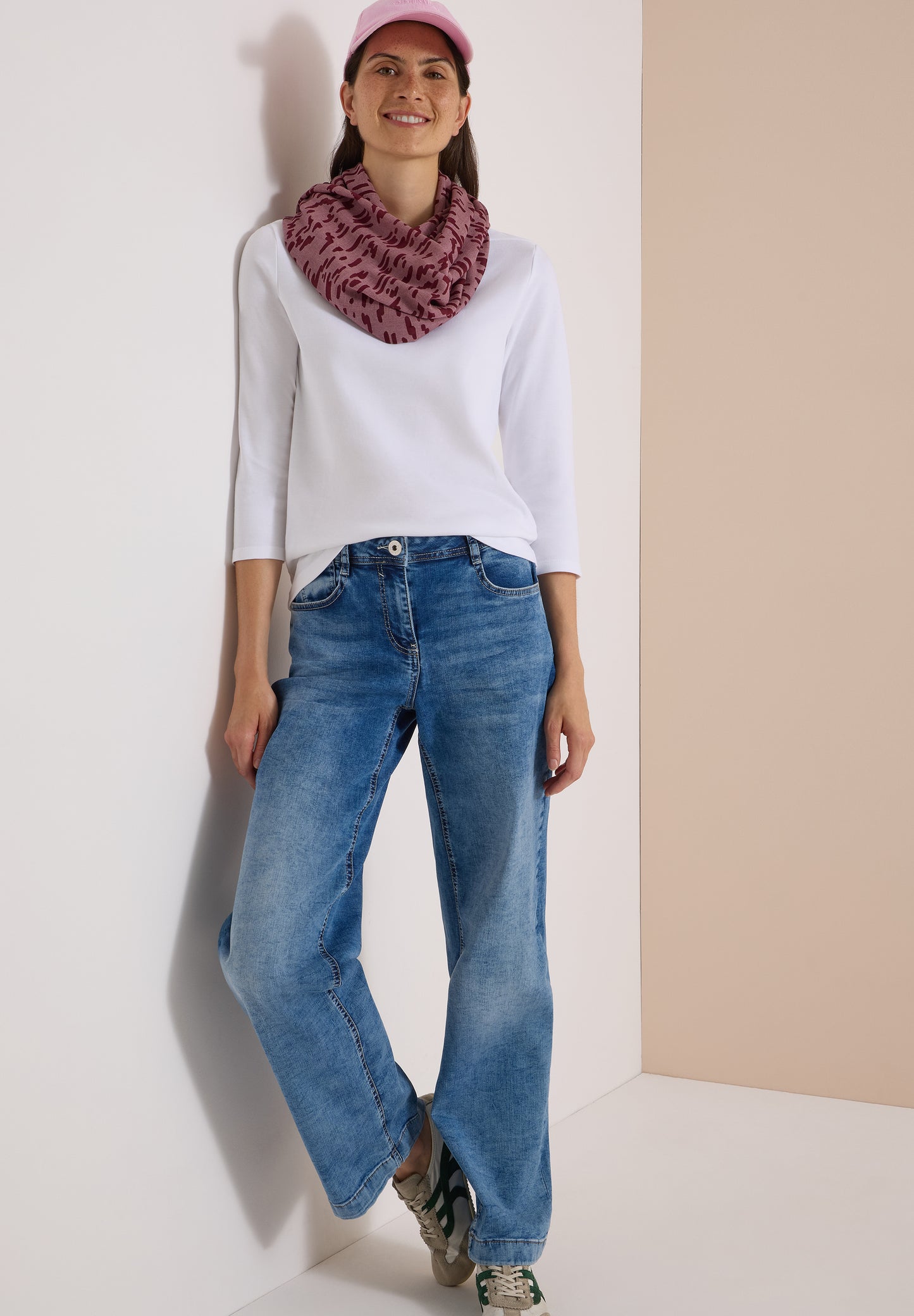 CECIL - Loop-Schal im Ausbrenner-Look - Farbe: red wine