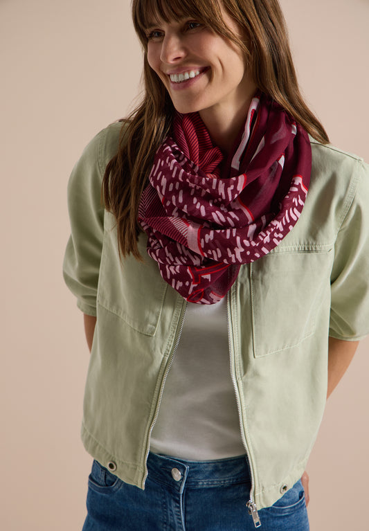 CECIL - Loop-Schal mit Patchwork-Print - Farbe: red wine