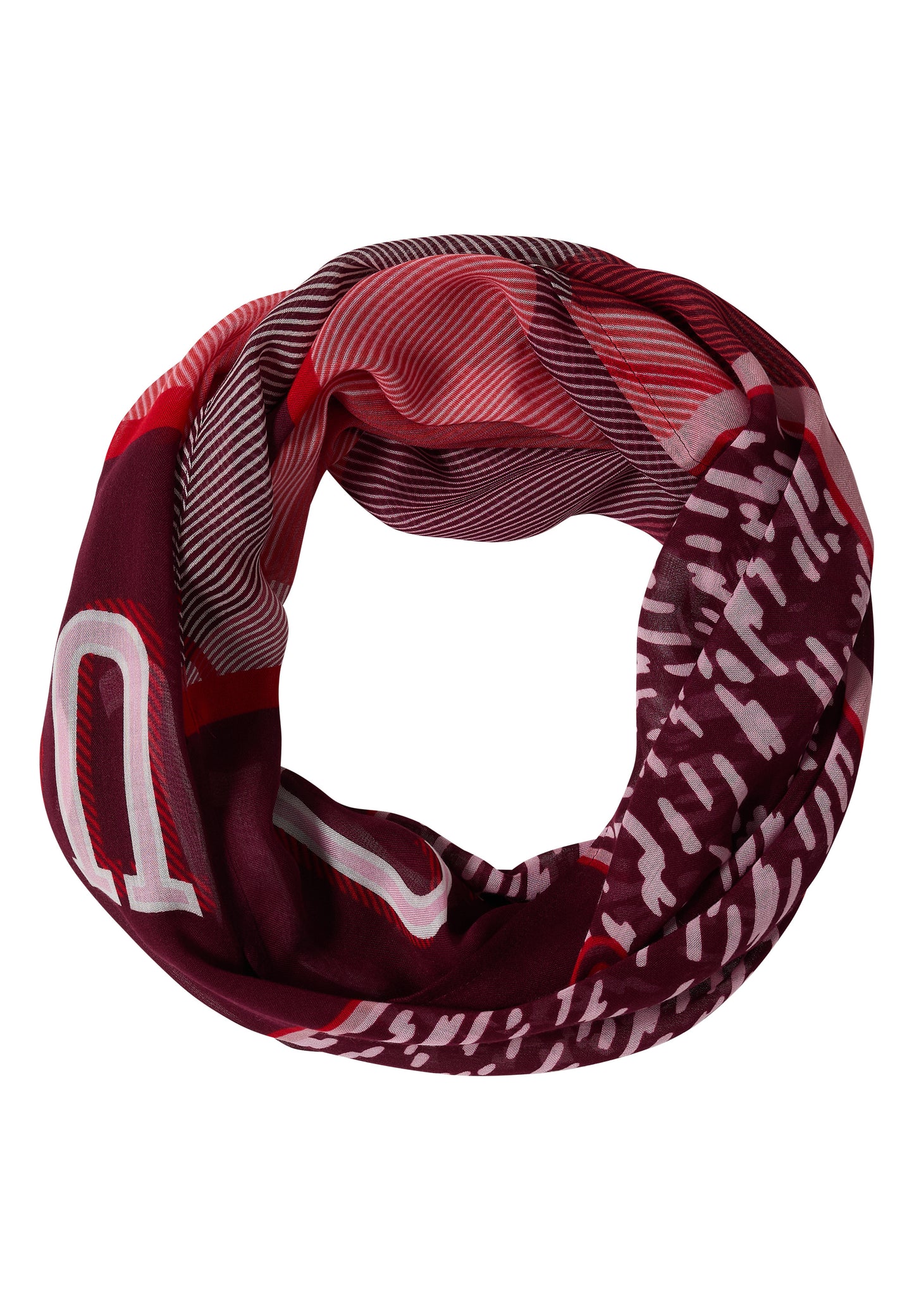 CECIL - Loop-Schal mit Patchwork-Print - Farbe: red wine