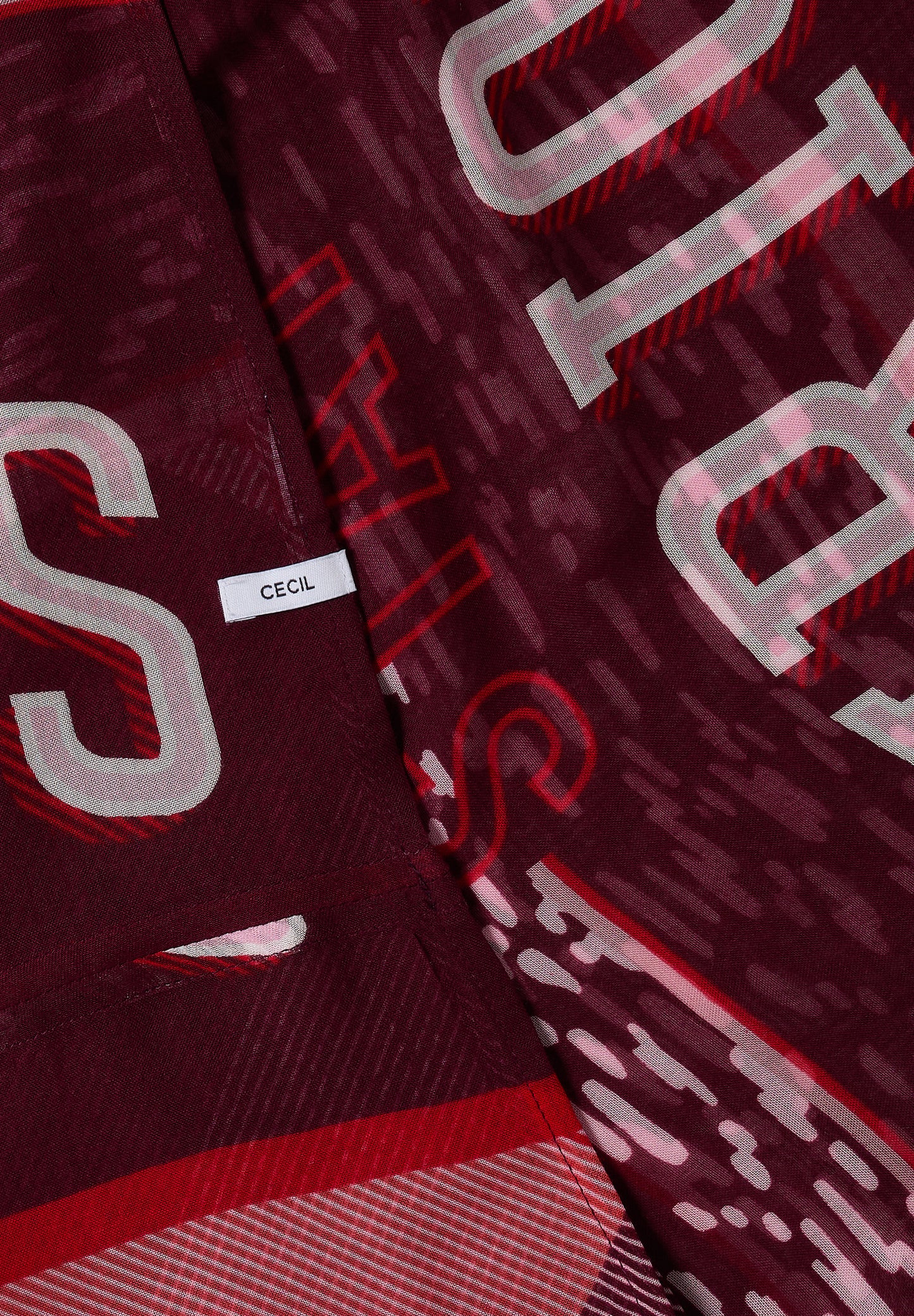 CECIL - Loop-Schal mit Patchwork-Print - Farbe: red wine