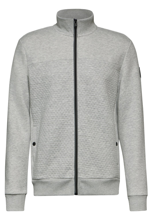 Street One MEN Sweatjacke mit Materialmix - Farbe: warm grey melange