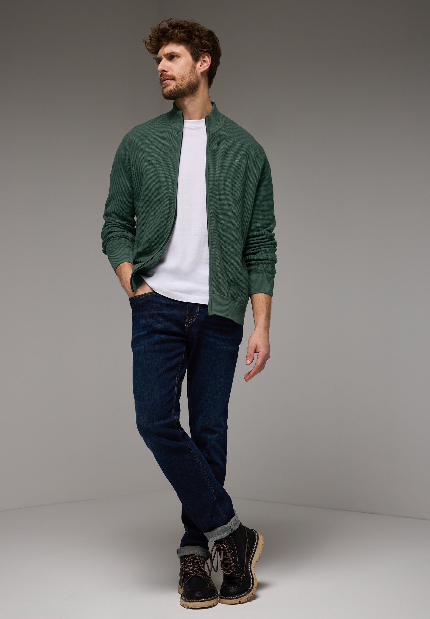 Street One MEN Strukturjacke - Farbe: mineral green