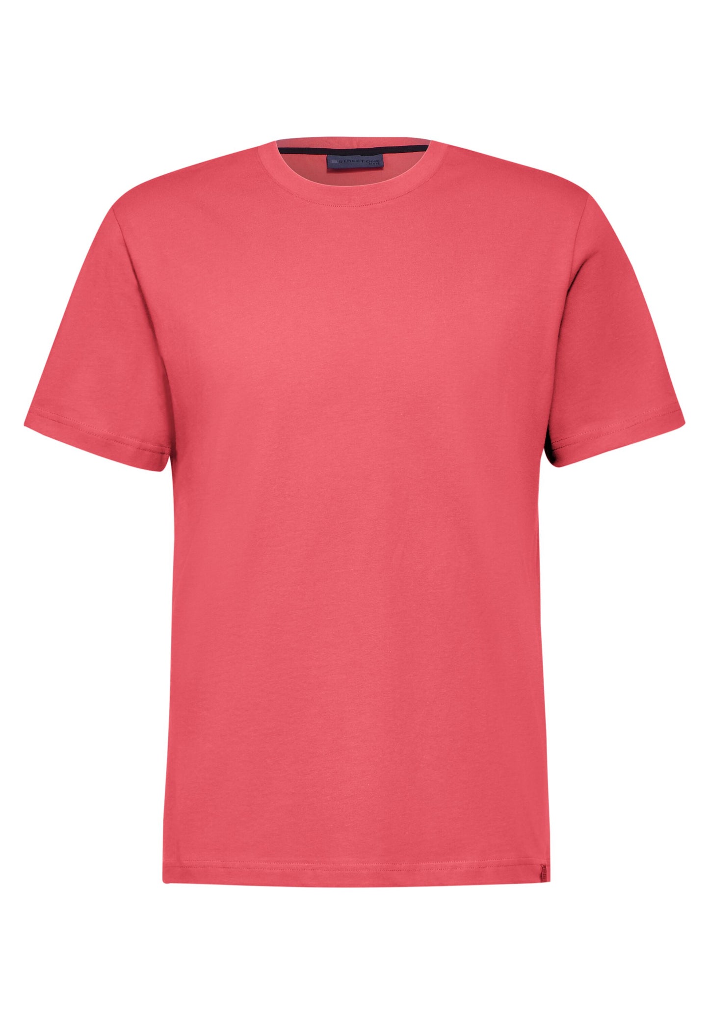 Street One MEN - Herren Basic T-Shirt in Unifarbe - Crab Red