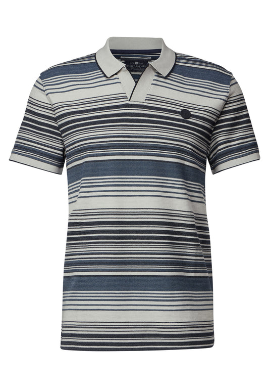Street One MEN Strickstruktur Poloshirt - Farbe: dark ink blue