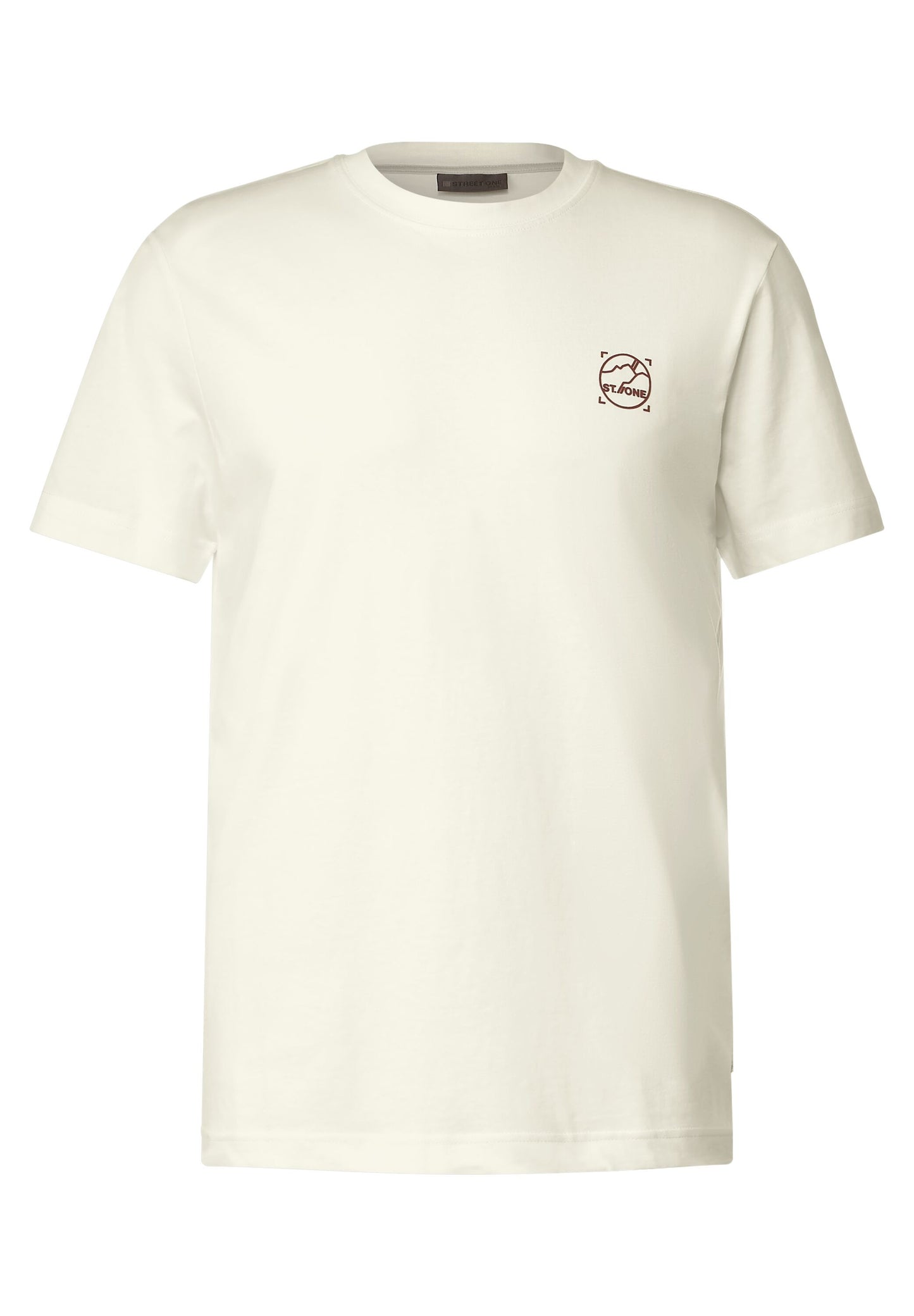 Street One MEN - Herren T-Shirt mit Brustprint - broken white