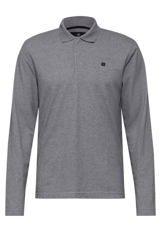 Street One MEN Pique-Langarmpolo - Farbe: steel grey