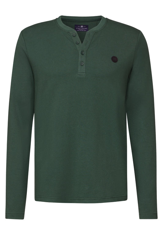 Street One MEN Henleyshirt - Farbe: mineral green