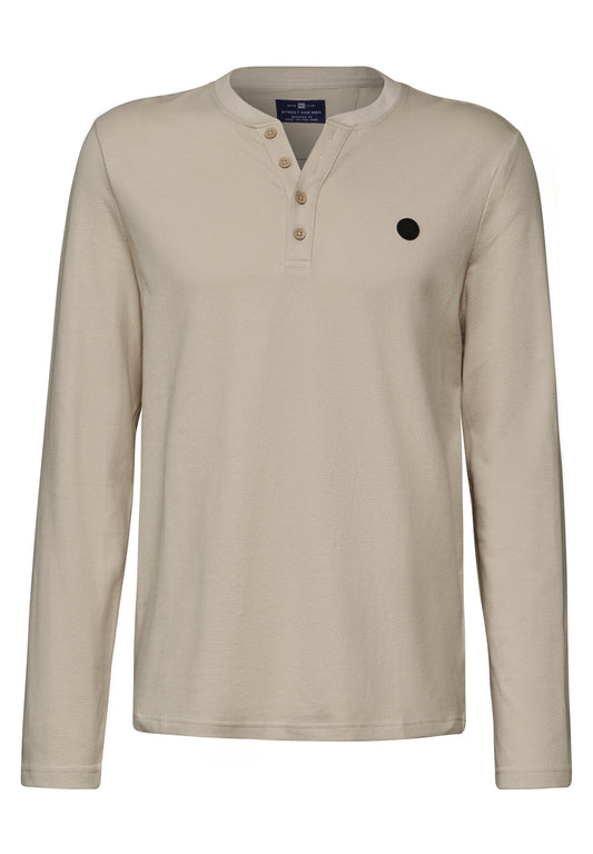 Street One MEN Henleyshirt - Farbe: granite beige