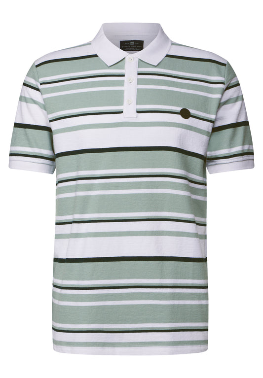 Street One MEN Strickstruktur Poloshirt - Farbe: bright white