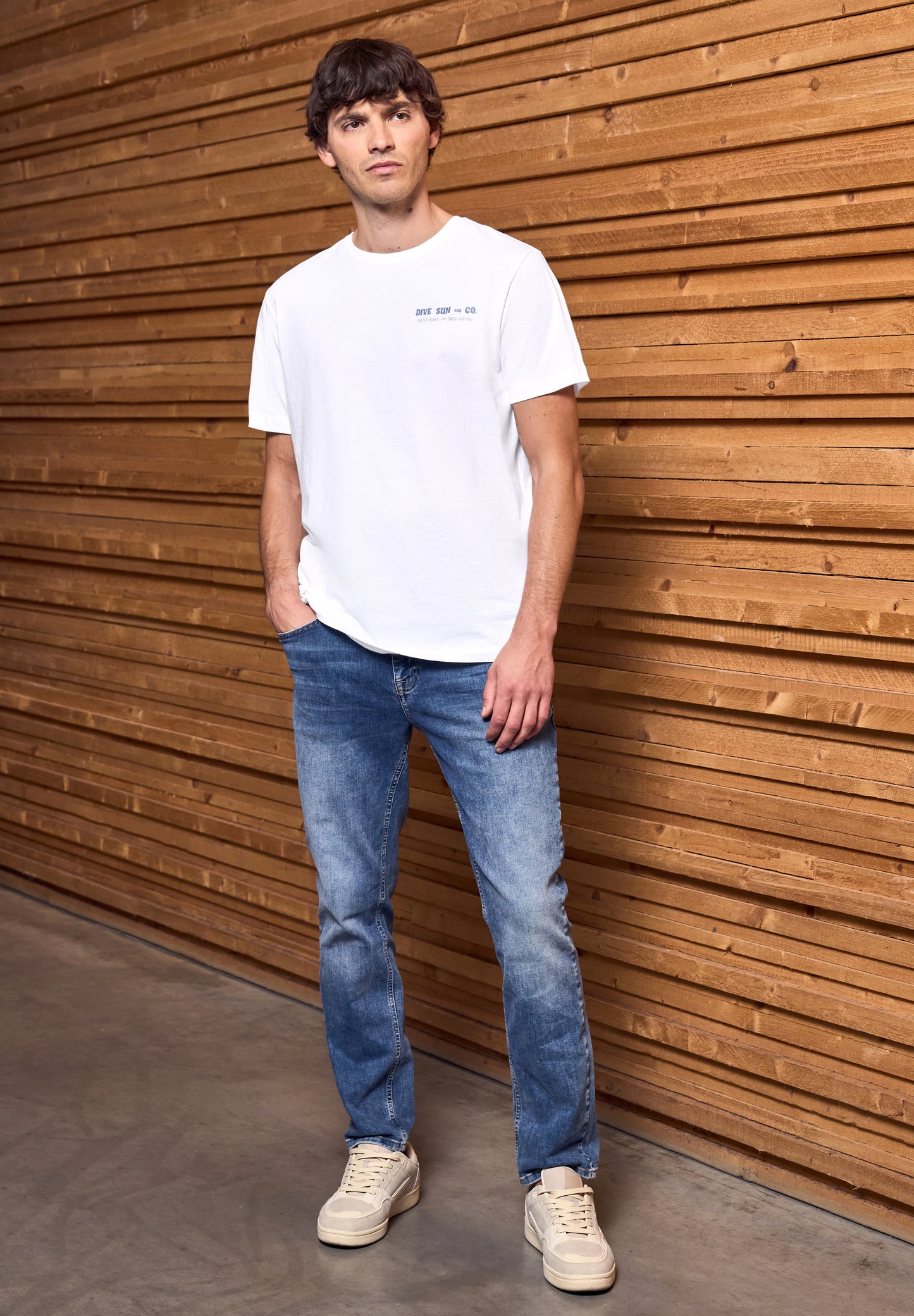 Street One MEN T-Shirt mit Wording Detail - Farbe: bright white