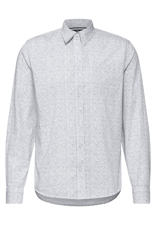 Street One MEN Kariertes Slim Fit Hemd - Farbe: bright white