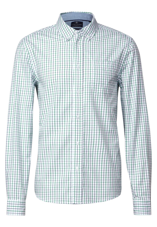 Street One MEN Kariertes Oxford Hemd - Farbe: bright white