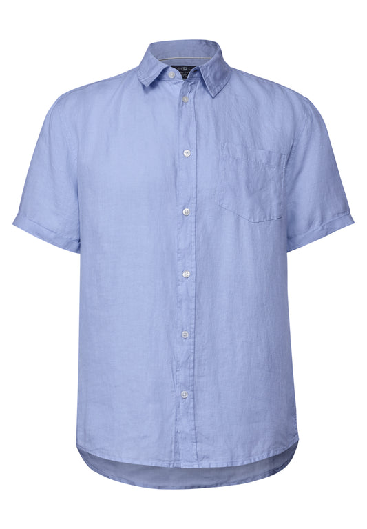 Street One MEN Kurzarmhemd aus Leinen - Farbe: summer blue