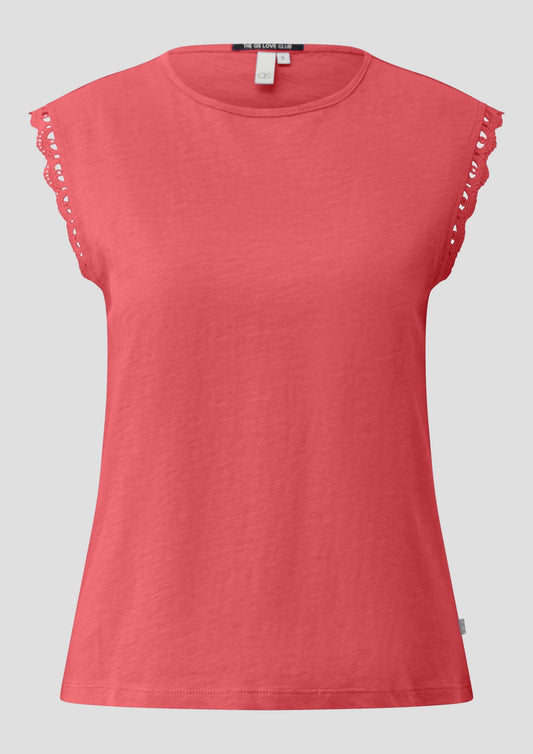 QS - Flammgarntop mit Spitze - Farbe: Rot