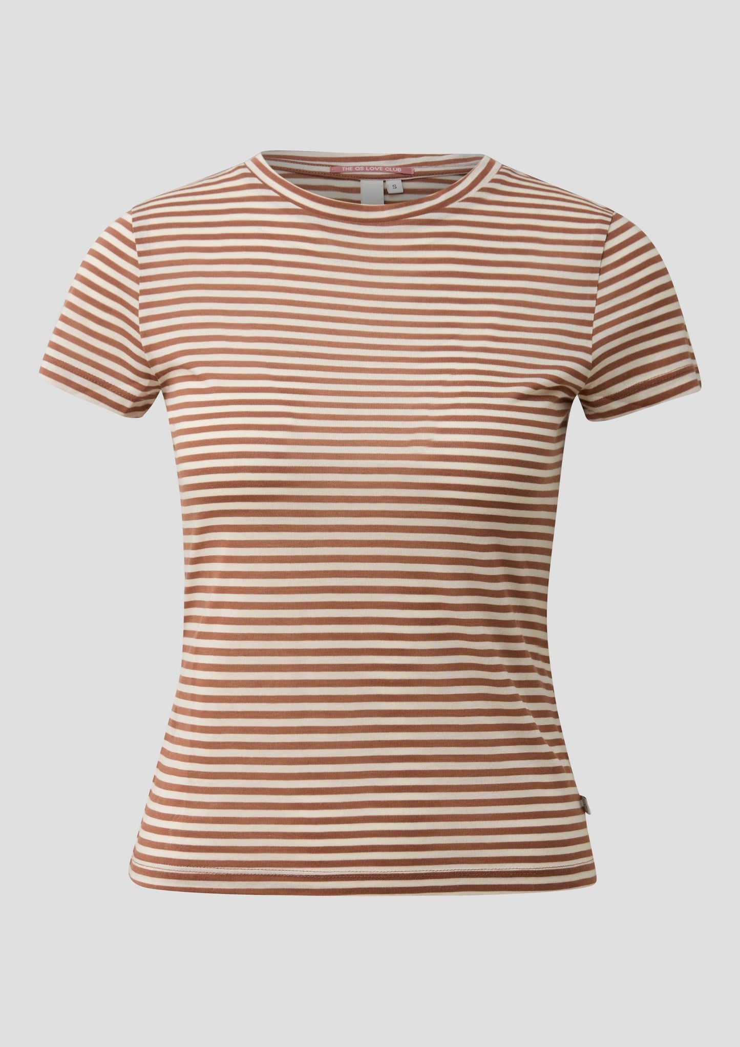 QS - Leicht transparentes Ringelshirt - Farbe: Hellbraun