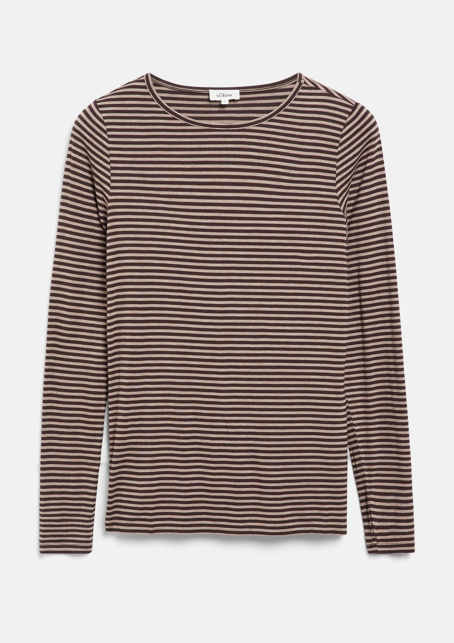 s.Oliver - Langarmshirt im Slim Fit aus weichem Jersey - Farbe: Dunkelbraun