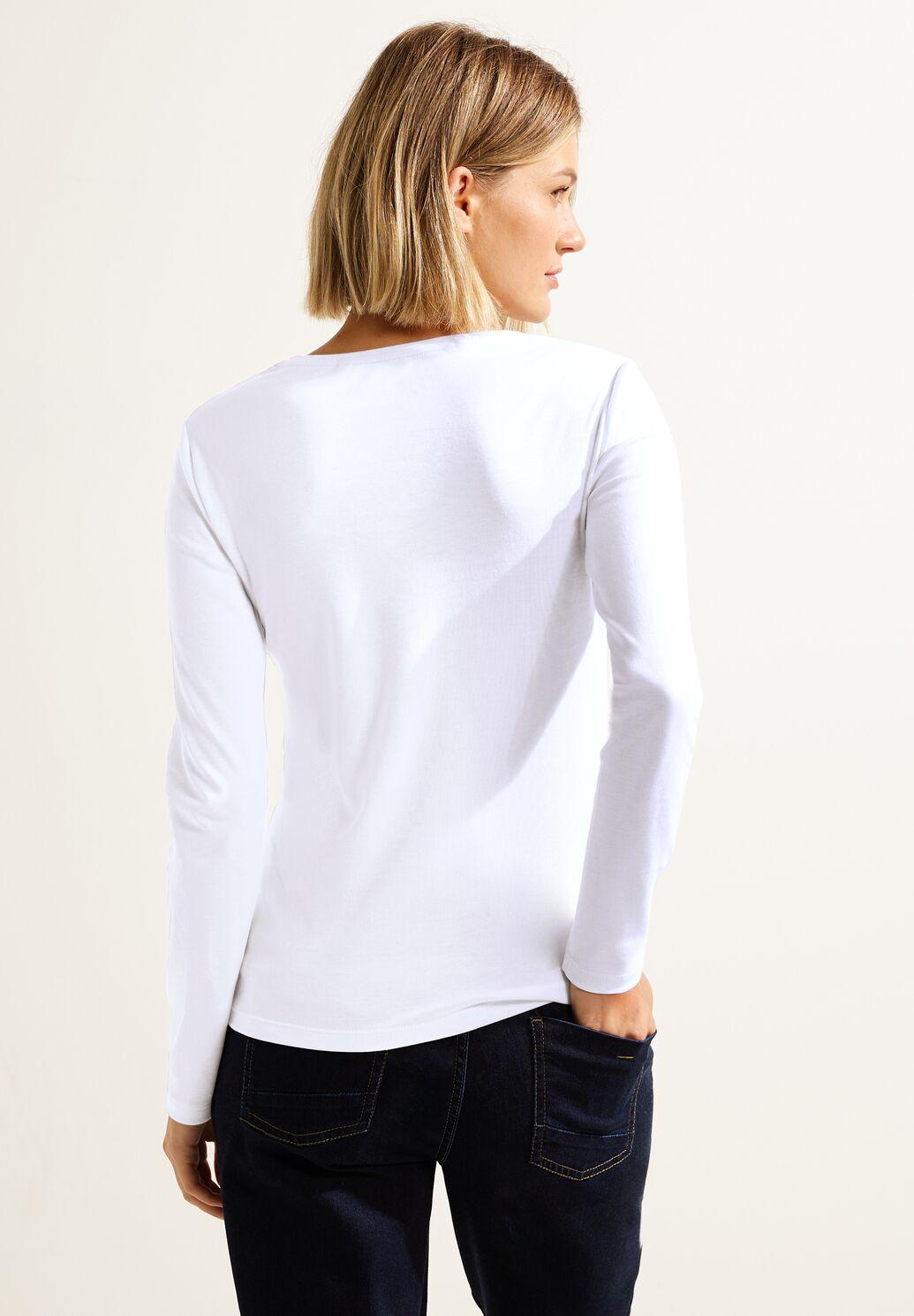 CECIL - Basic Shirt - Langarmshirt weiß B319820-10000