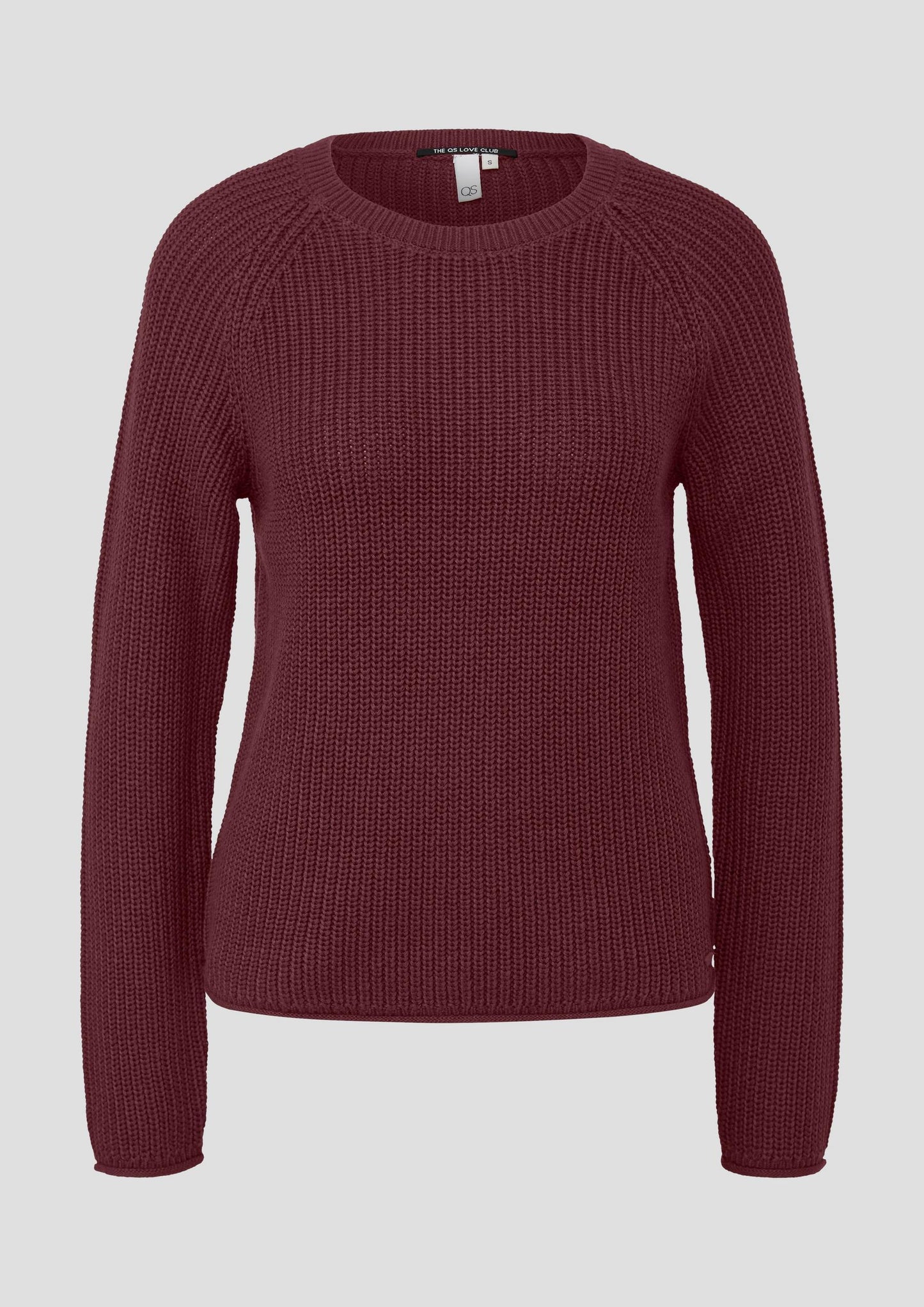 QS - Pullover mit Rippstruktur und Rollkanten - Farbe: Bordeaux