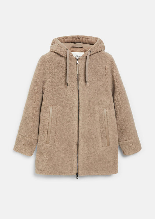 s.Oliver - Flauschige Teddyjacke - Farbe: Hellbraun