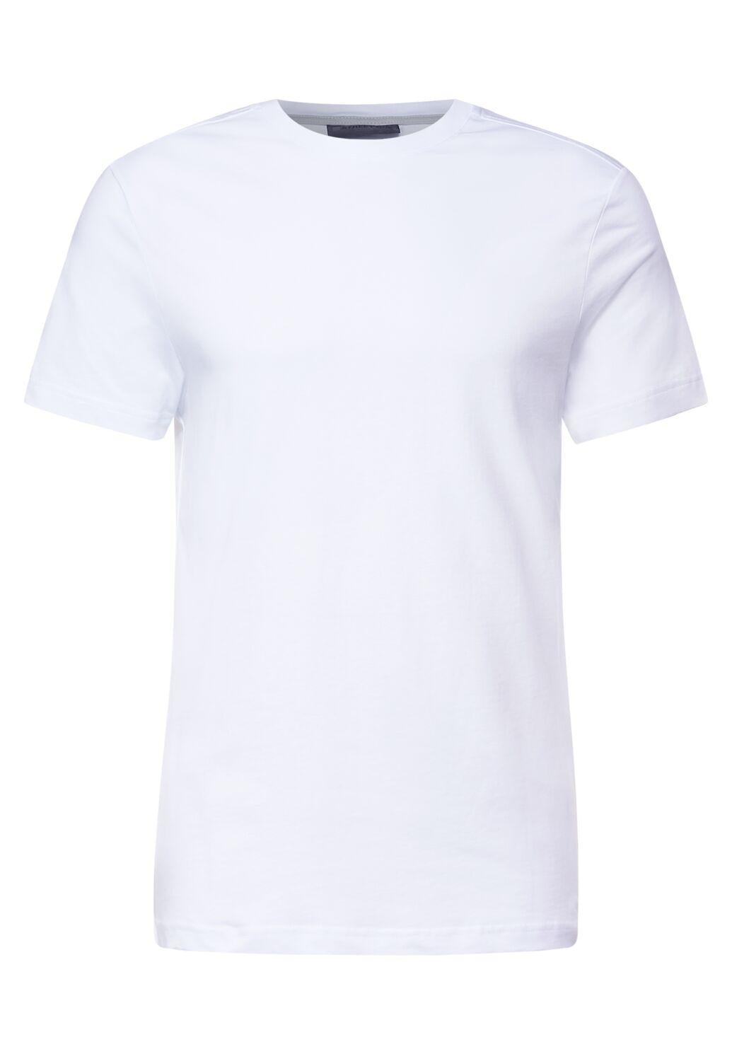 Street One MEN - Herren Basic T-Shirt in Unifarbe - White