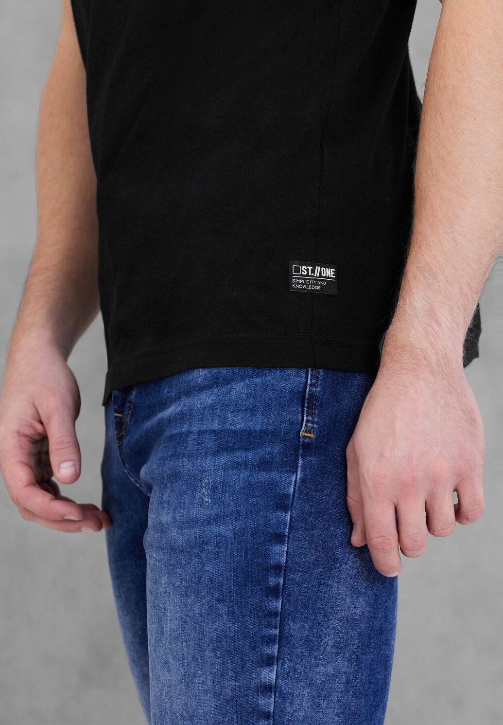 Herren Basic T-Shirt in Unifarbe Black D317728-10001