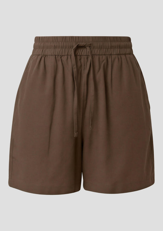 QS - Shorts aus Viskosemix mit Elastikbund - Farbe: Dunkelbraun